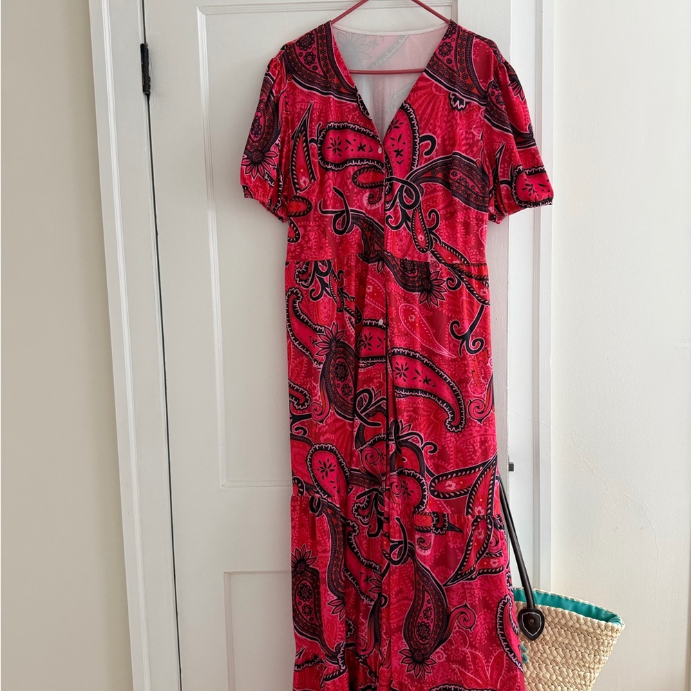 Red Paisley Maxi Dress